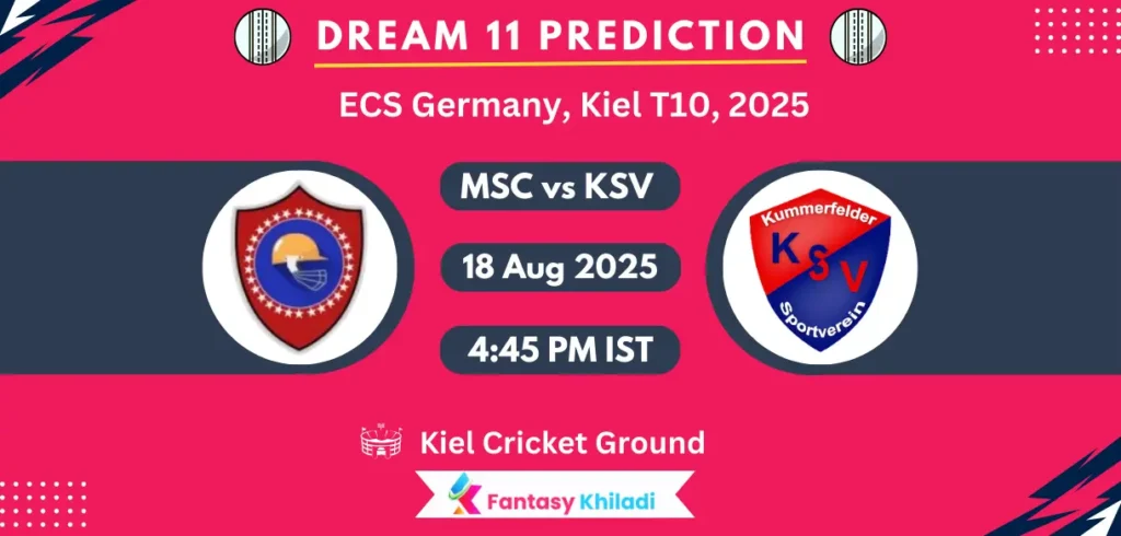 MSC vs KSV Dream11 Prediction: Match 3rd Fantasy Cricket Tips, Playing XI, Injury Updates & Today Dream11 Captain And Vice Captain Choices - ECS Germany, Kiel T10, 2025