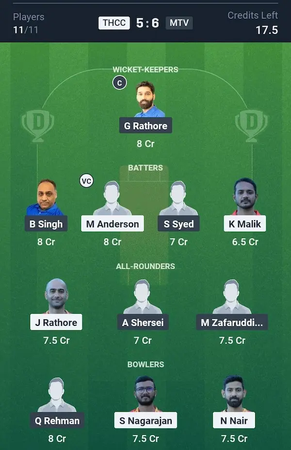 THCC Hamburg vs MTV Stallions, Dream11 Prediction Grand League Team