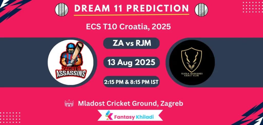 ZA vs RJM Dream11 Prediction: Match 12th & 15th Fantasy Cricket Tips, Playing XI, Injury Updates & Today Dream11 Captain And Vice Captain Choices - ECS T10 Croatia, 2025