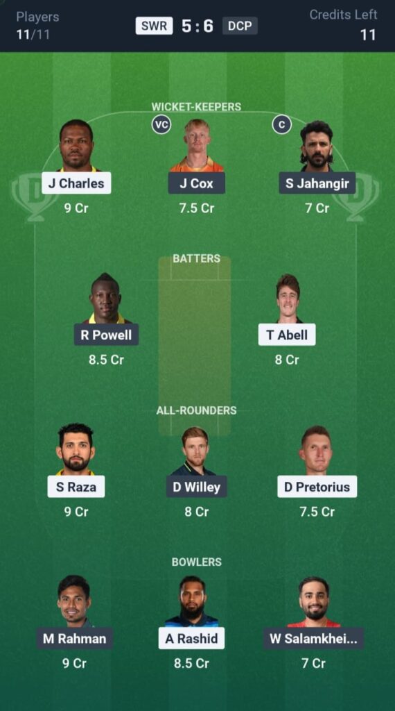 SWR vs DCP Dream11 Small league 