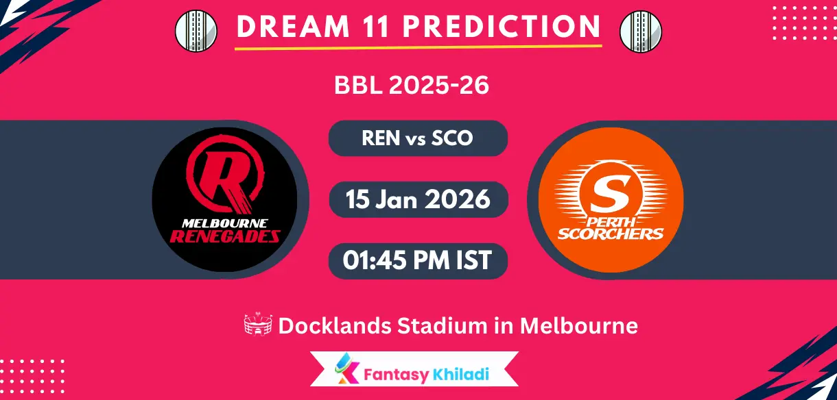 REN vs SCO Dream11 Prediction Today Match 36, Player Stats, Playing XI, Fantasy Cricket Tips, Today Dream11 Team Captain And Vice Captain Choices – BBL 2025-26