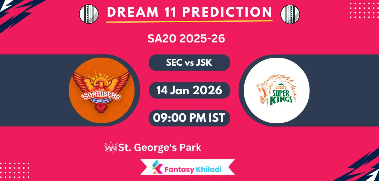 SEC vs JSK Dream11 Prediction Today Match 24, Player Stats, Playing XI, Fantasy Cricket Tips, Today Dream11 Team Captain And Vice Captain Choices – SA20 2025-26
